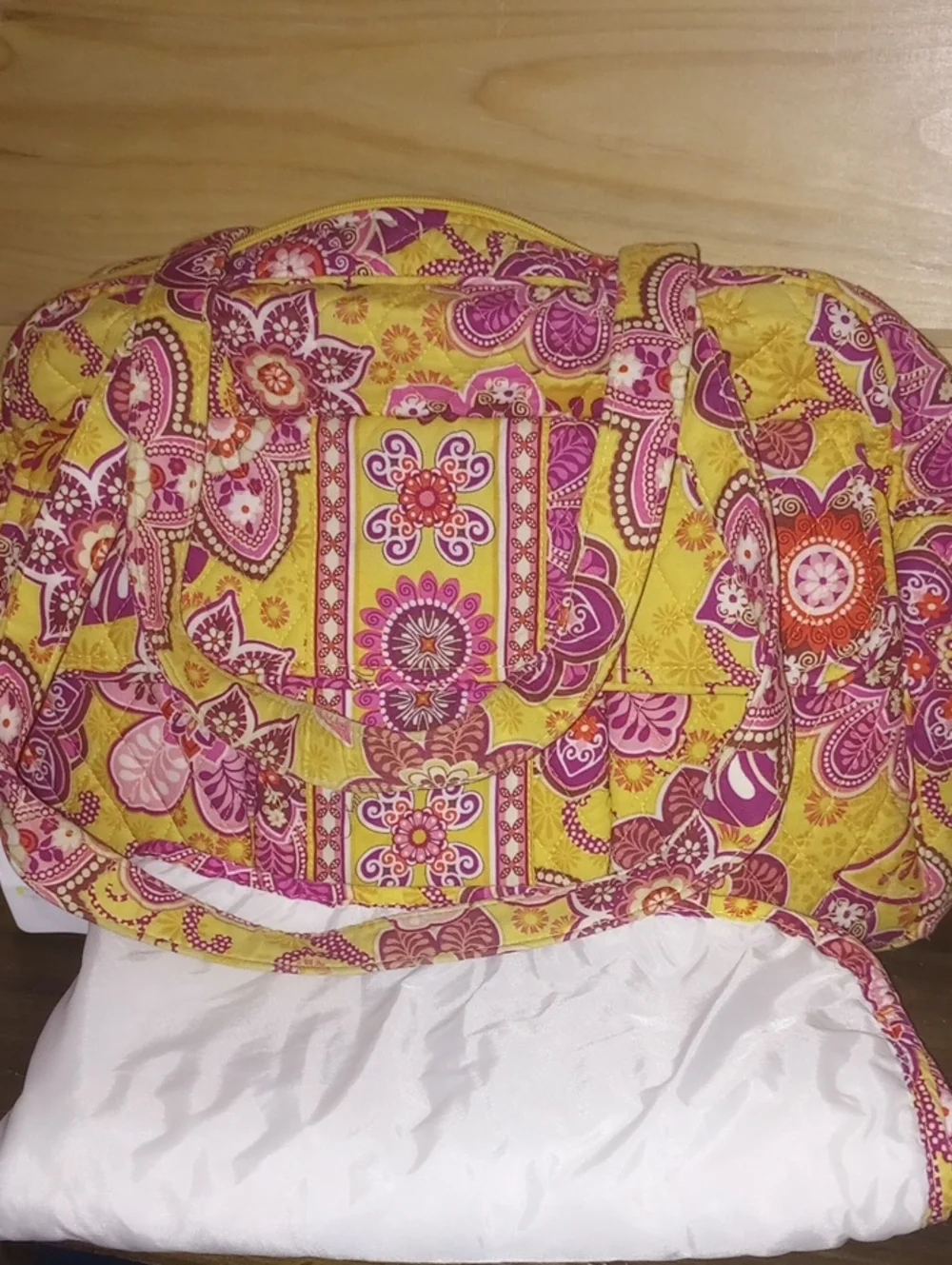 Vera Bradley Diaper Bag Quilted Yellow & Pink Floral With Matching Wallet